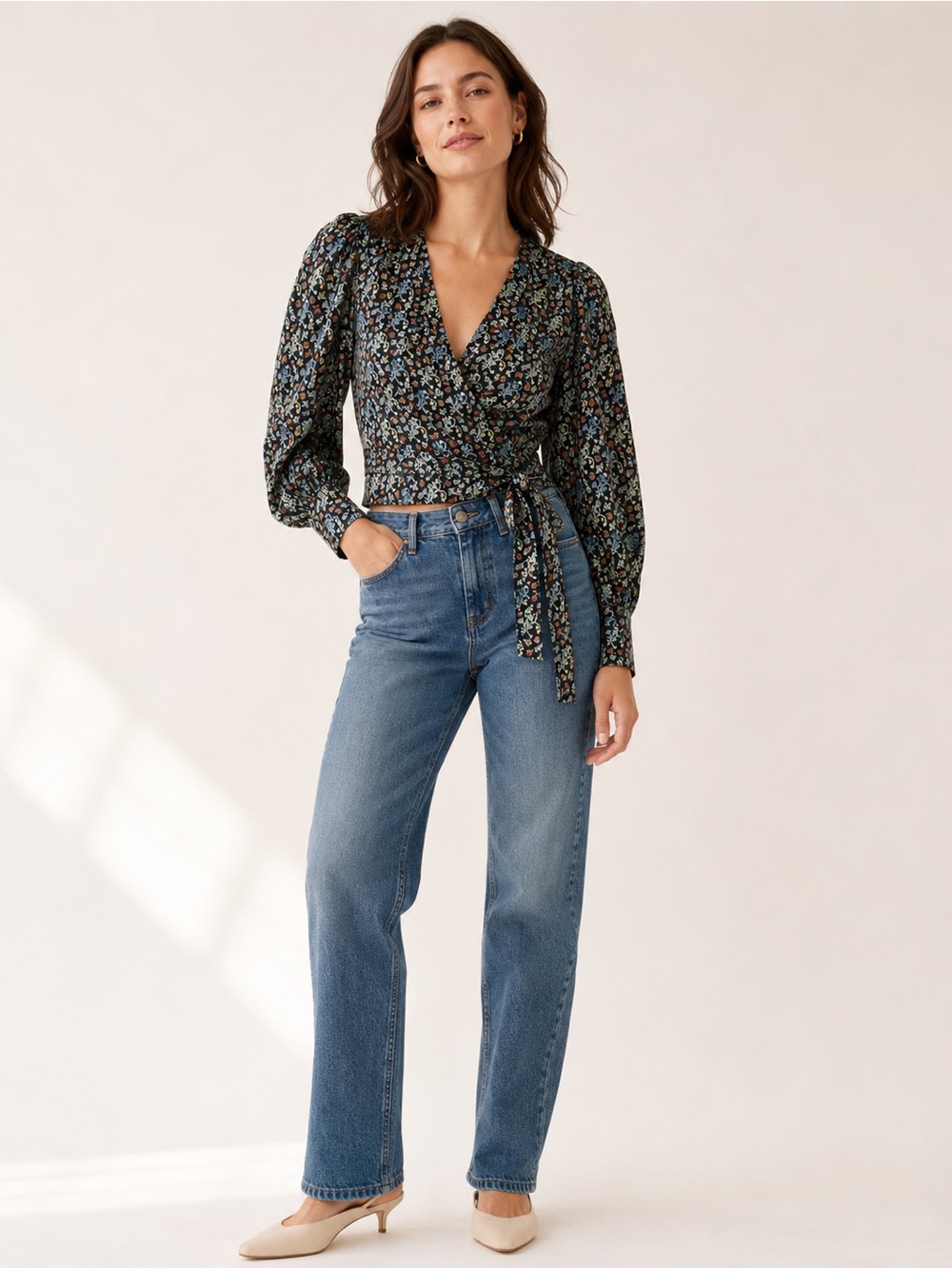 Scotch & Soda Amsterdam Floral Wrap Tie Blouse Size Small